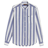 Block Stripe Cotton Shirt Marineblå-Skjorte-Morris-Phrase