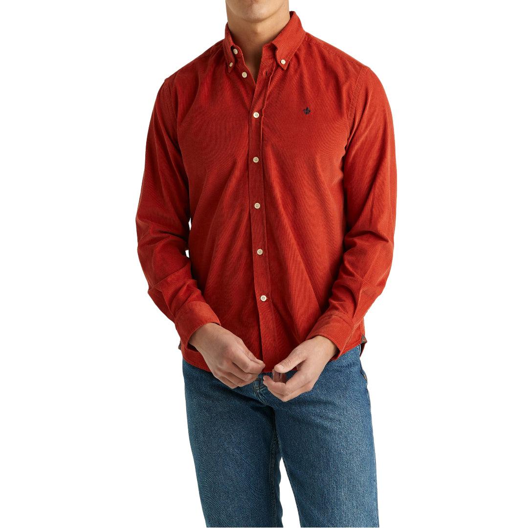 Douglas Cord Button Down Shirt Red-Skjorte-Morris Stockholm-phrase3