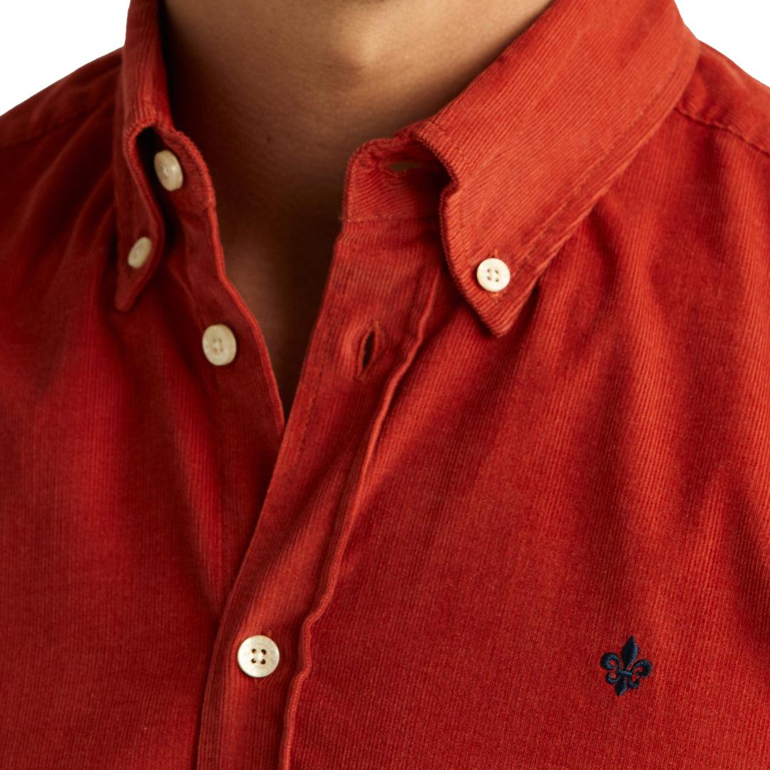 Douglas Cord Button Down Shirt Red-Skjorte-Morris Stockholm-phrase3