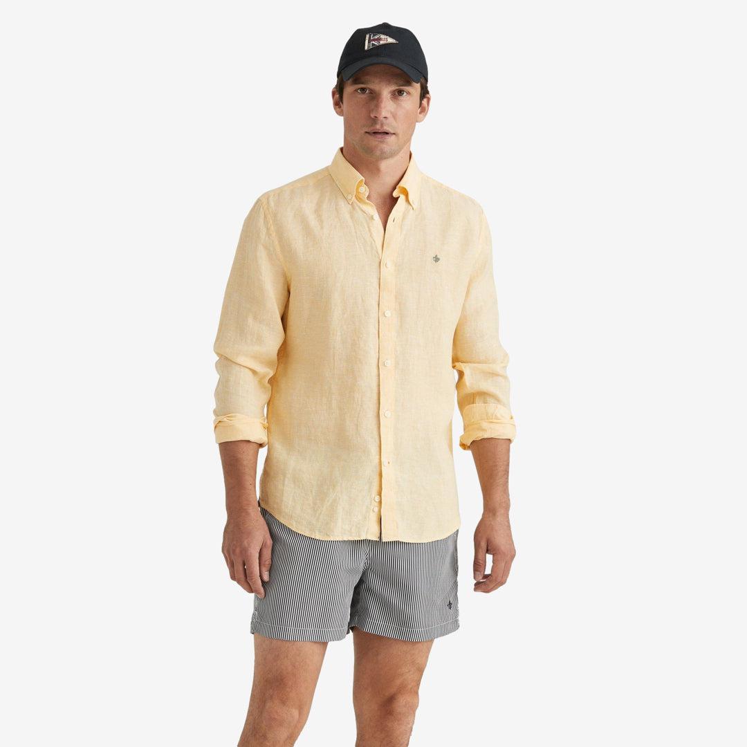 Douglas Linen Shirt Yellow-Skjorte-Morris Stockholm-phrase3