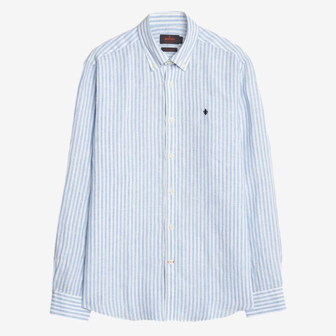 Douglas Linen Stripe Shirt Blue-Skjorte-Morris Stockholm-phrase3