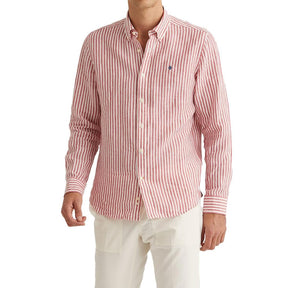 Douglas Linen Stripe Shirt Cerise-Skjorte-Morris Stockholm-Phrase