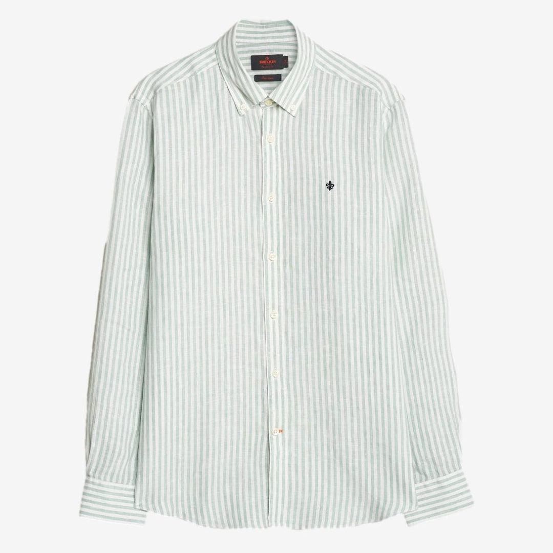 Douglas Linen Stripe Shirt Green-Skjorte-Morris Stockholm-phrase3