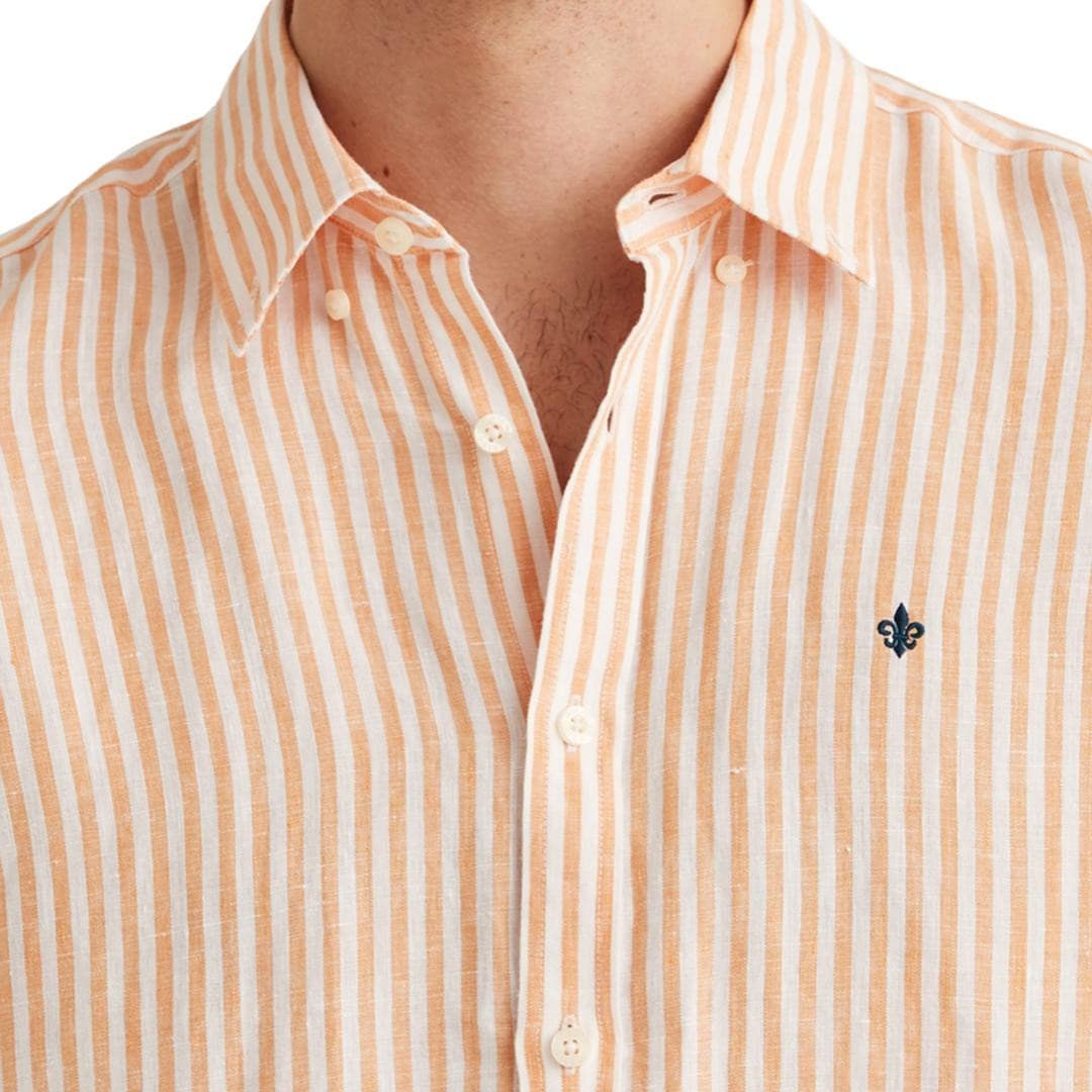 Douglas Linen Stripe Shirt Oransje-Skjorte-Morris Stockholm-Phrase