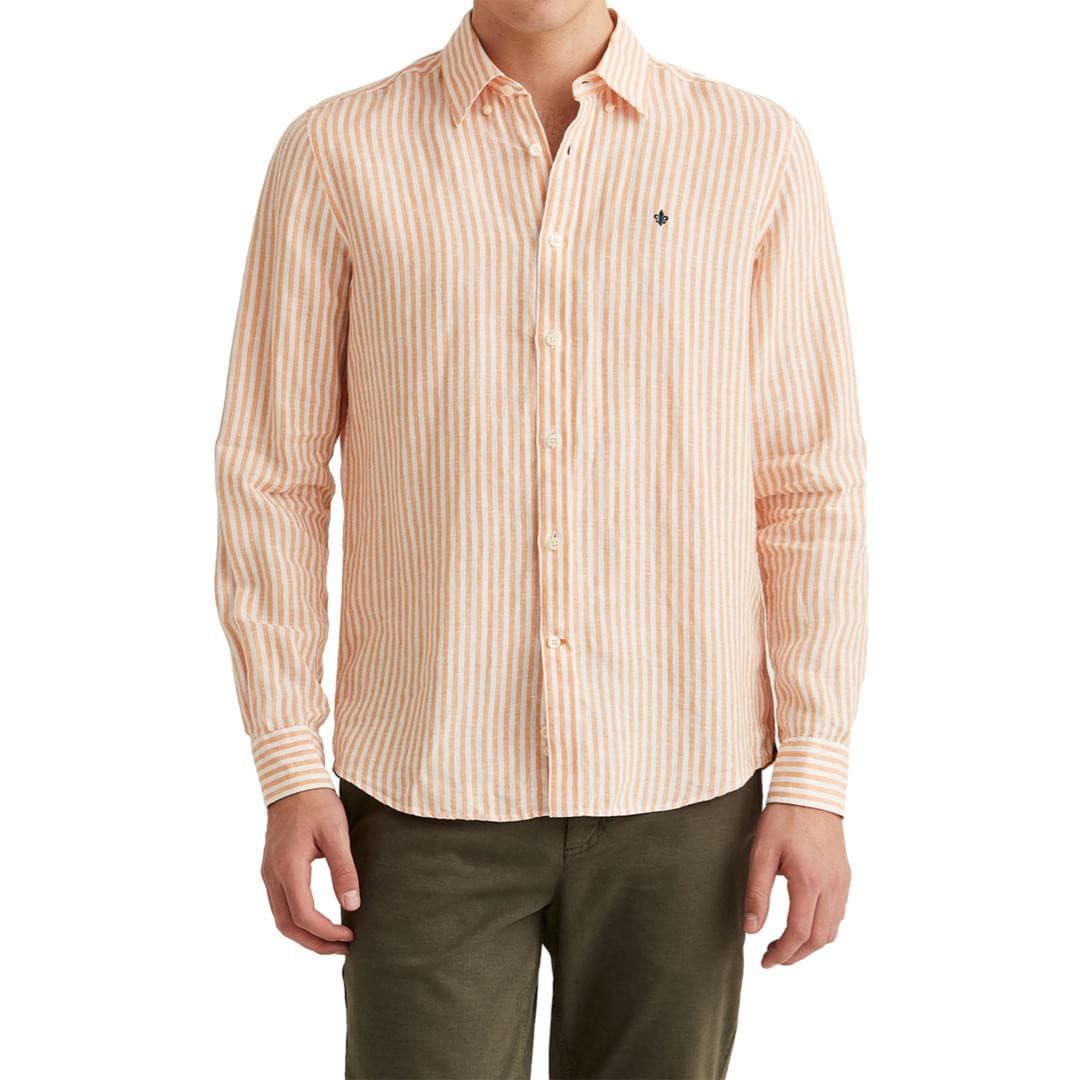 Douglas Linen Stripe Shirt Oransje-Skjorte-Morris Stockholm-phrase3