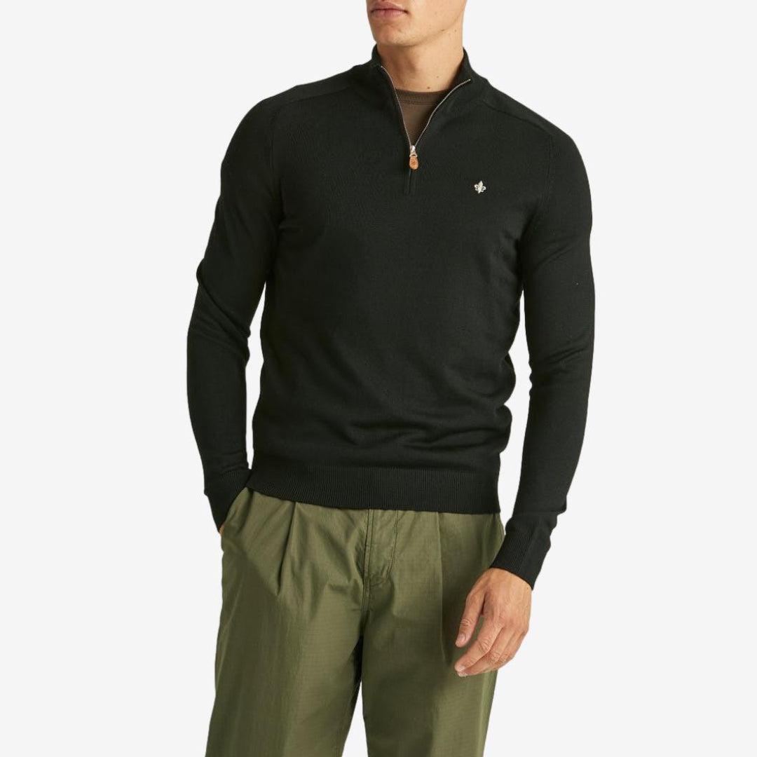 John Merino Half Zip Black-Genser-Morris Stockholm-phrase3