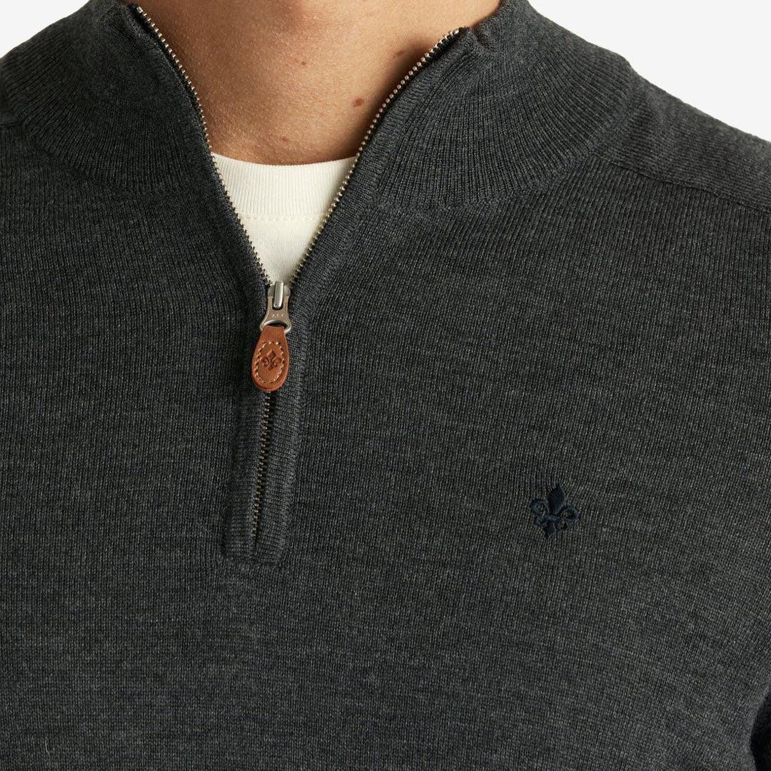 John Merino Half Zip Dark Grey-Genser-Morris Stockholm-phrase3