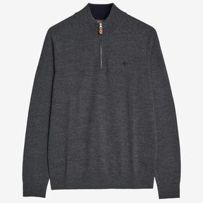 John Merino Half Zip Dark Grey-Genser-Morris Stockholm-phrase3