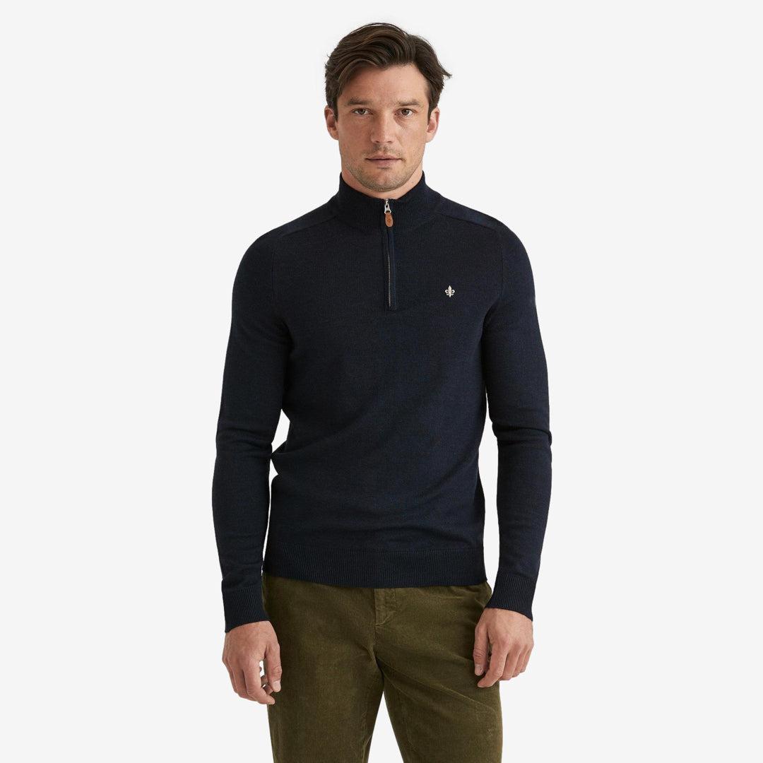 John Merino Half Zip Navy-Genser-Morris Stockholm-phrase3