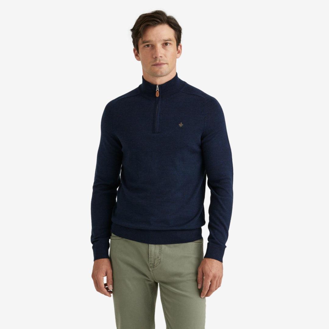 John Merino HalfZip Blue-Genser-Morris Stockholm-phrase3