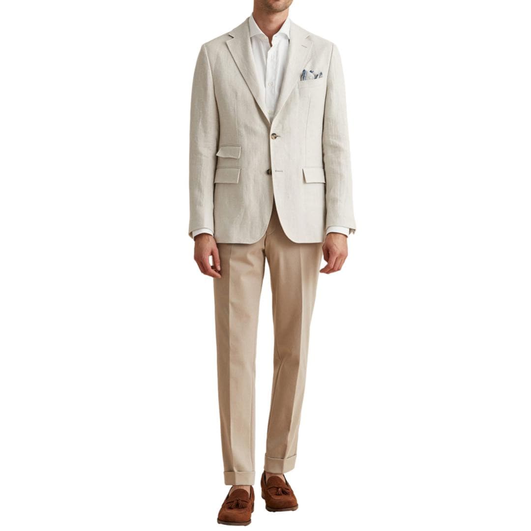 Keith Herringbone Linen Blazer Khaki-Blazer-Morris Stockholm-phrase3