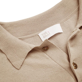 Knitted Short Sleeve Polo Beige-piké-The Gilli-Phrase