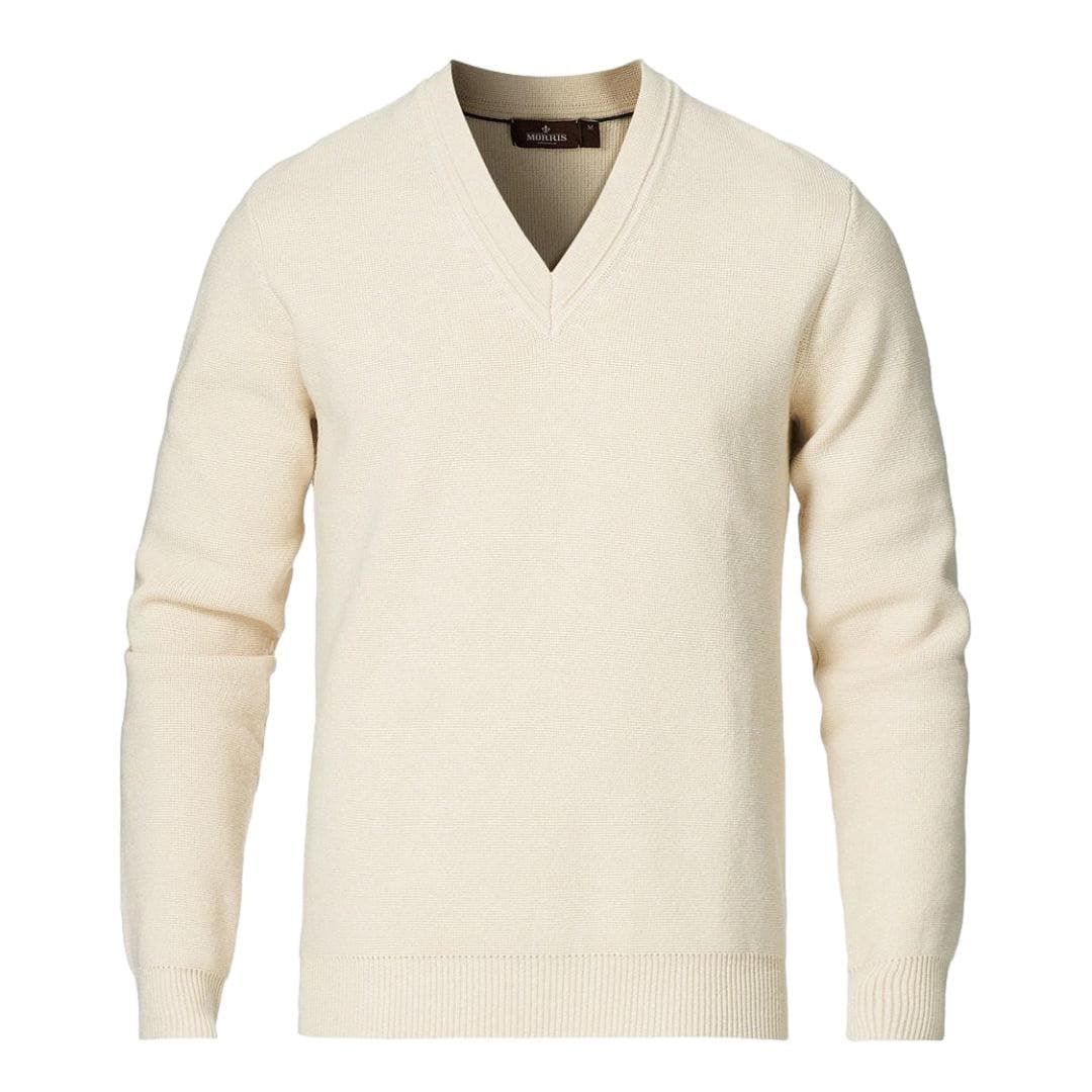 Marettimo Wool/Cotton V-Neck Offwhite-Genser-Morris-Phrase