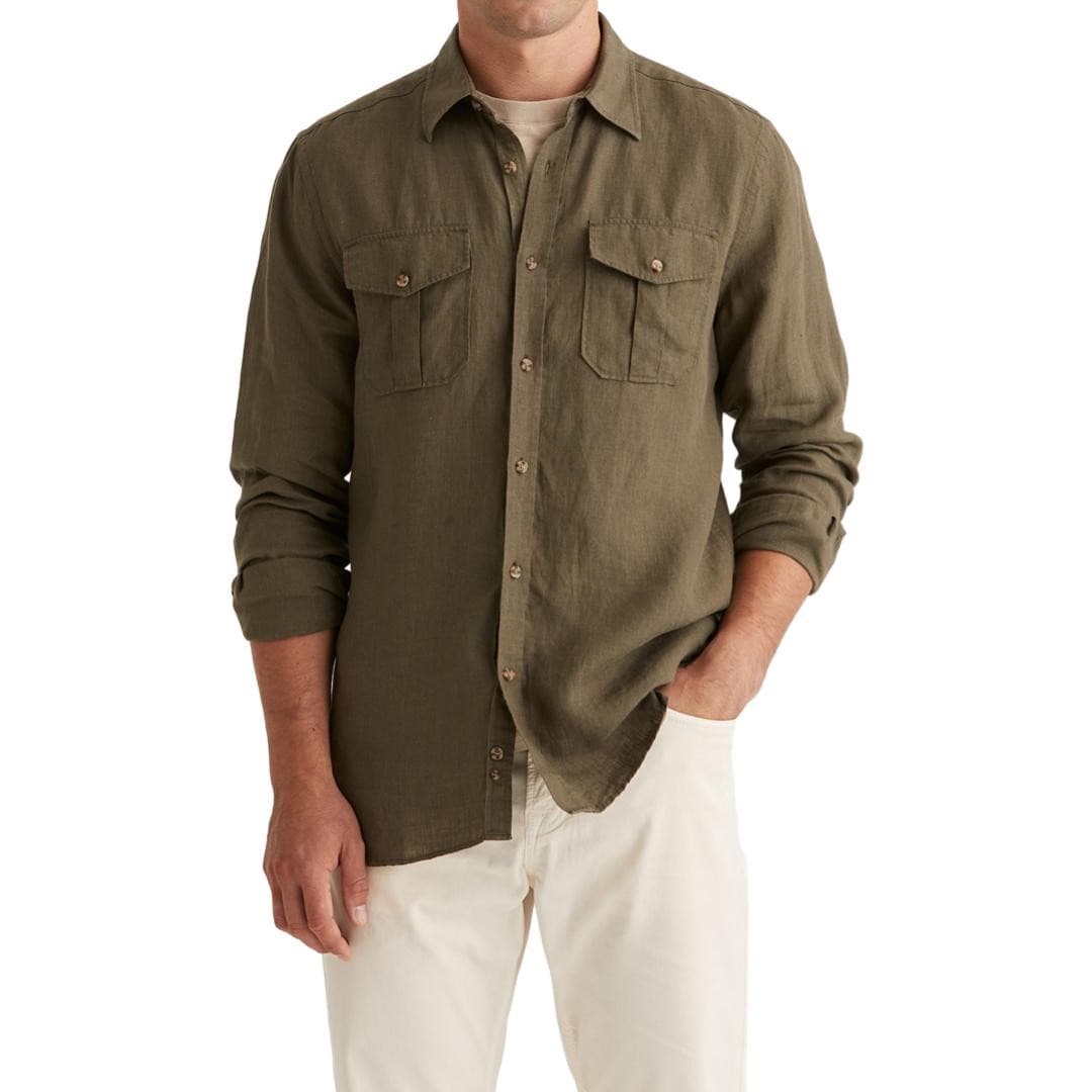 Safari Linen Shirt Oliven-Skjorte-Morris Stockholm-Phrase