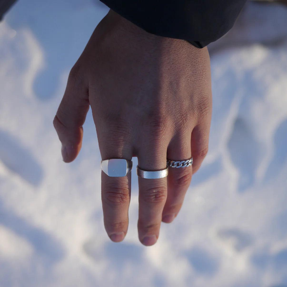 Square Silver Signet Ring-Ringer-Seal Jewelry-phrase3