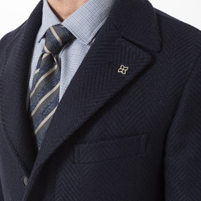 Thomas Herringbone Wool & Cashmere Coat Navy-Frakker og jakker-Tagliatore-Phrase