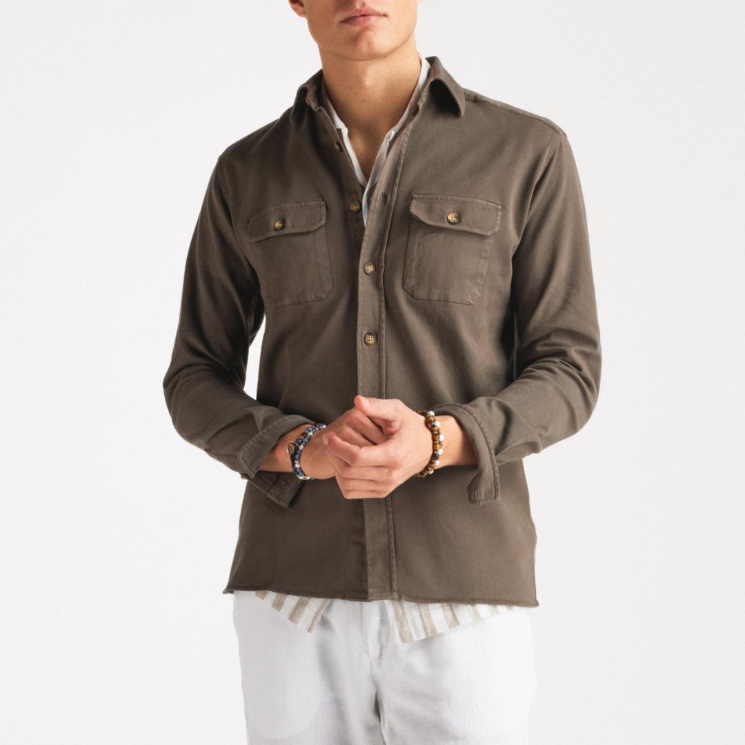 Twill Overshirt Dark Olive-Skjorte-The Gilli-phrase3