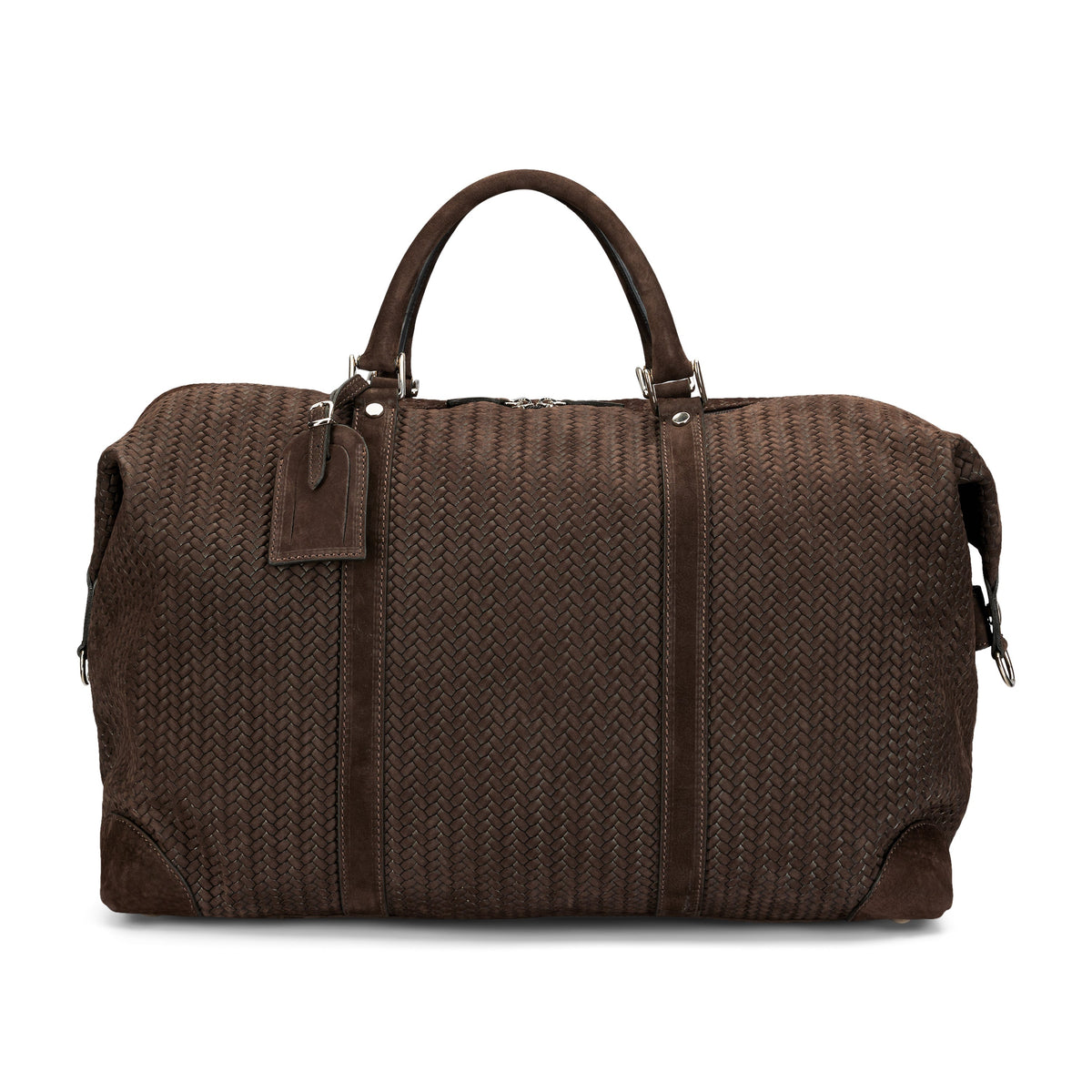 Weekend Bag Woven Leather Dk Brown-Bag-Dell´Ga-Phrase