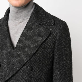 Arden DB Herringbone Wool Coat Black