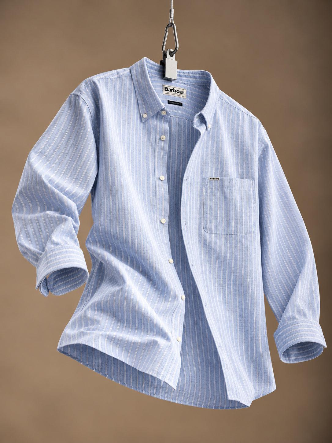 Nelson Striped Linen/Cotton Shirt Blue