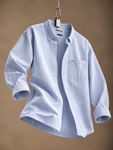Nelson Striped Linen/Cotton Shirt Blue