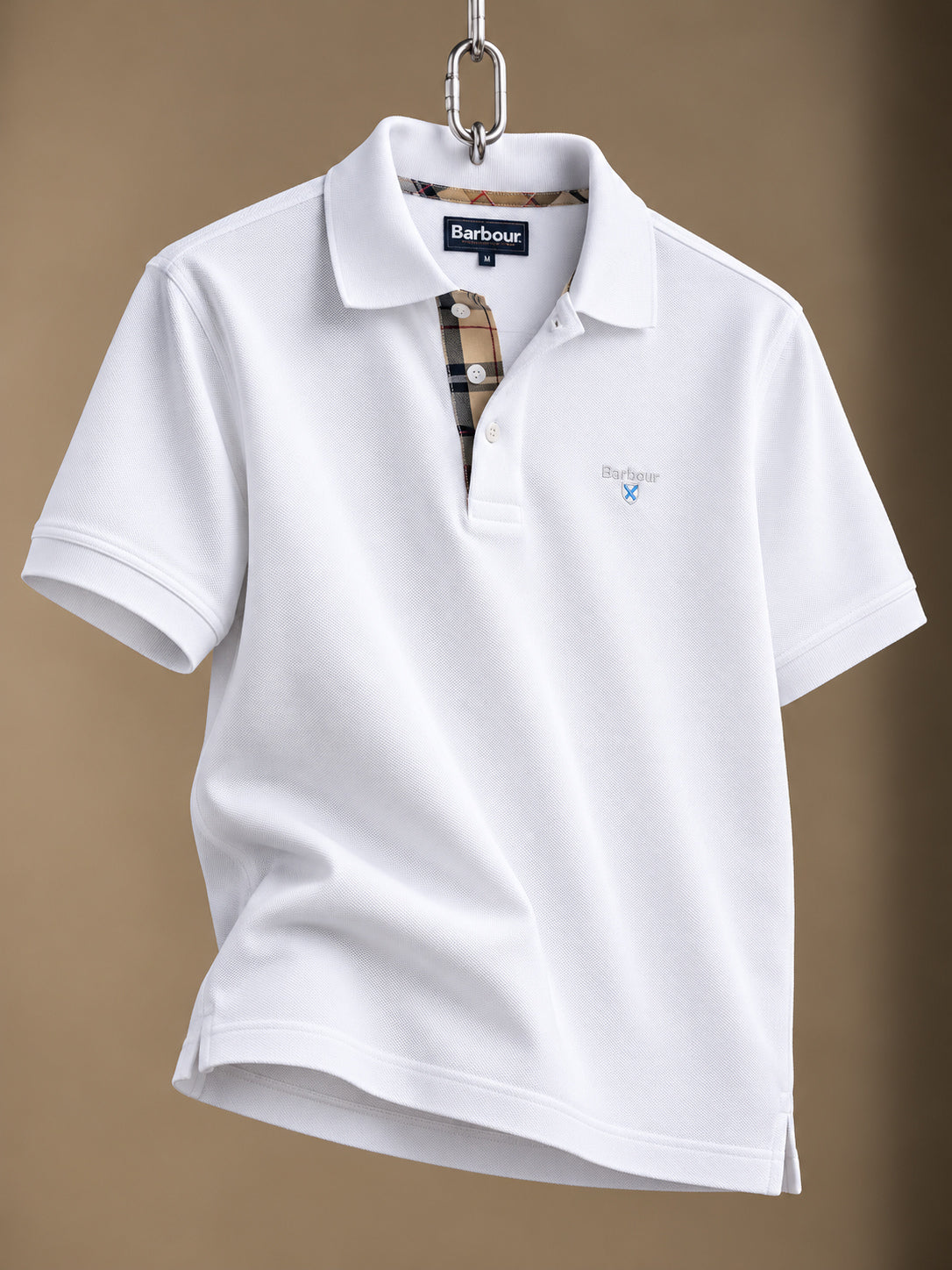 Tartan Pique Polo White