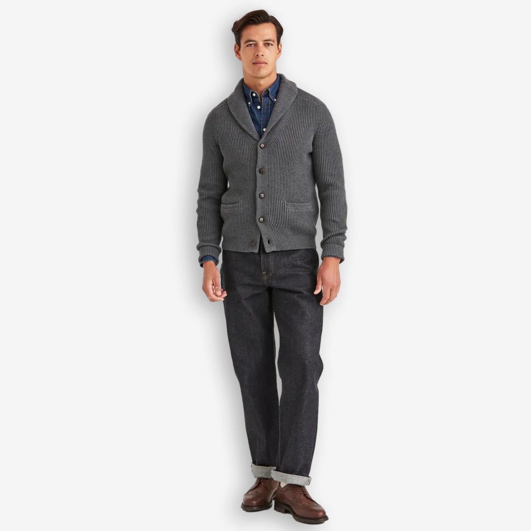 Brayden Shawl Cardigan Grey-Morris Stockholm-Phrase