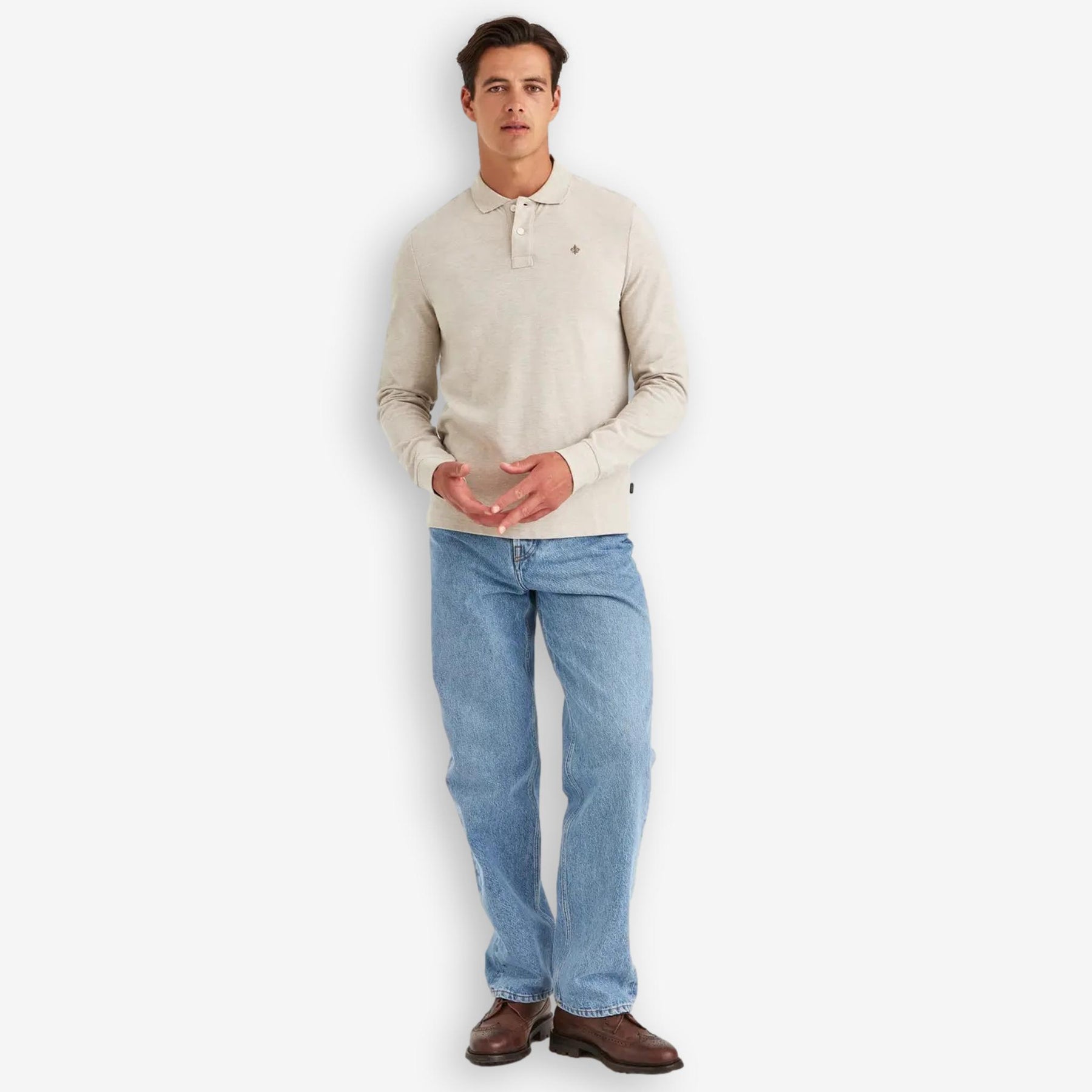 Camden Long Sleeve Polo Khaki