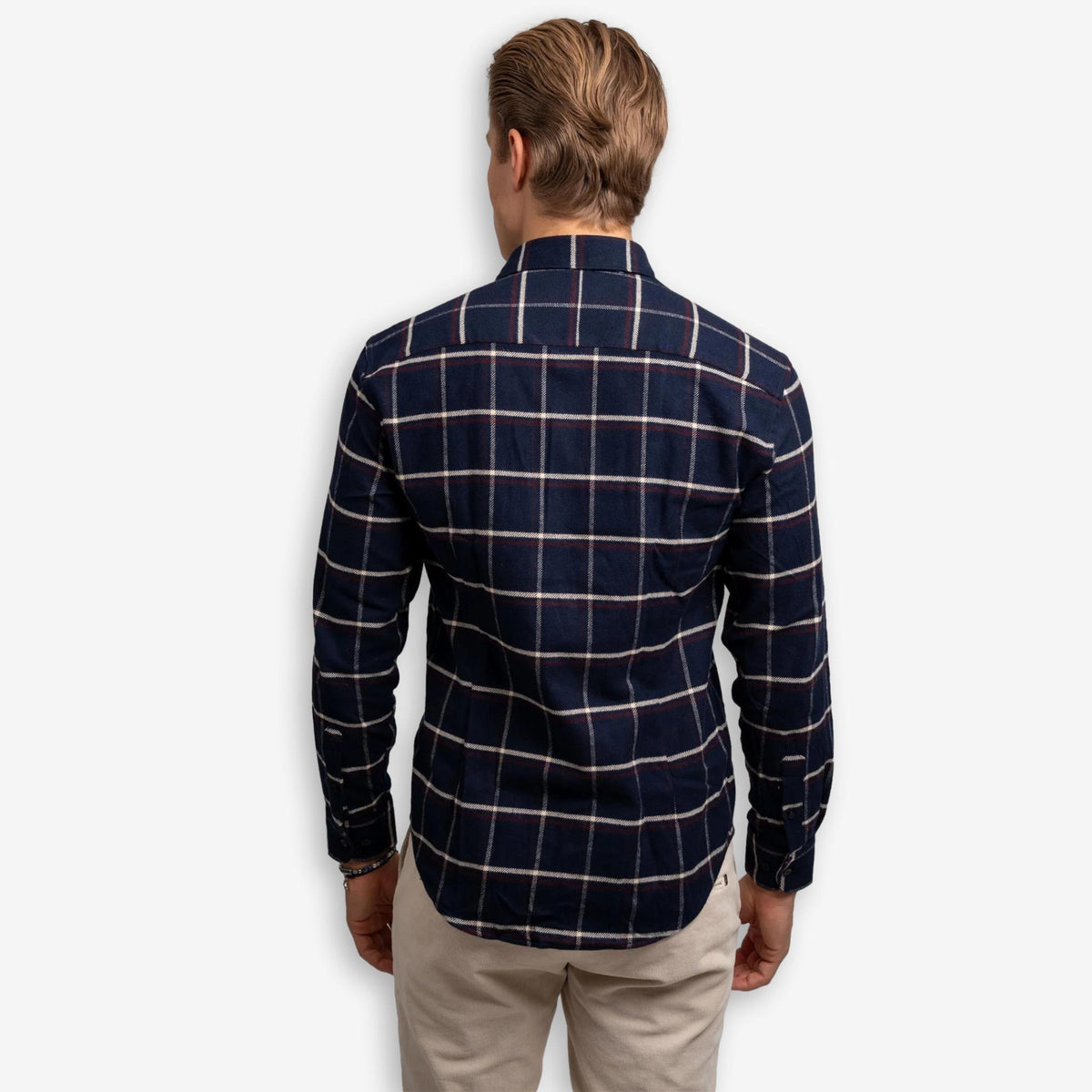 Check Heavy Flannel Shirt Navy