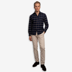 Check Heavy Flannel Shirt Navy