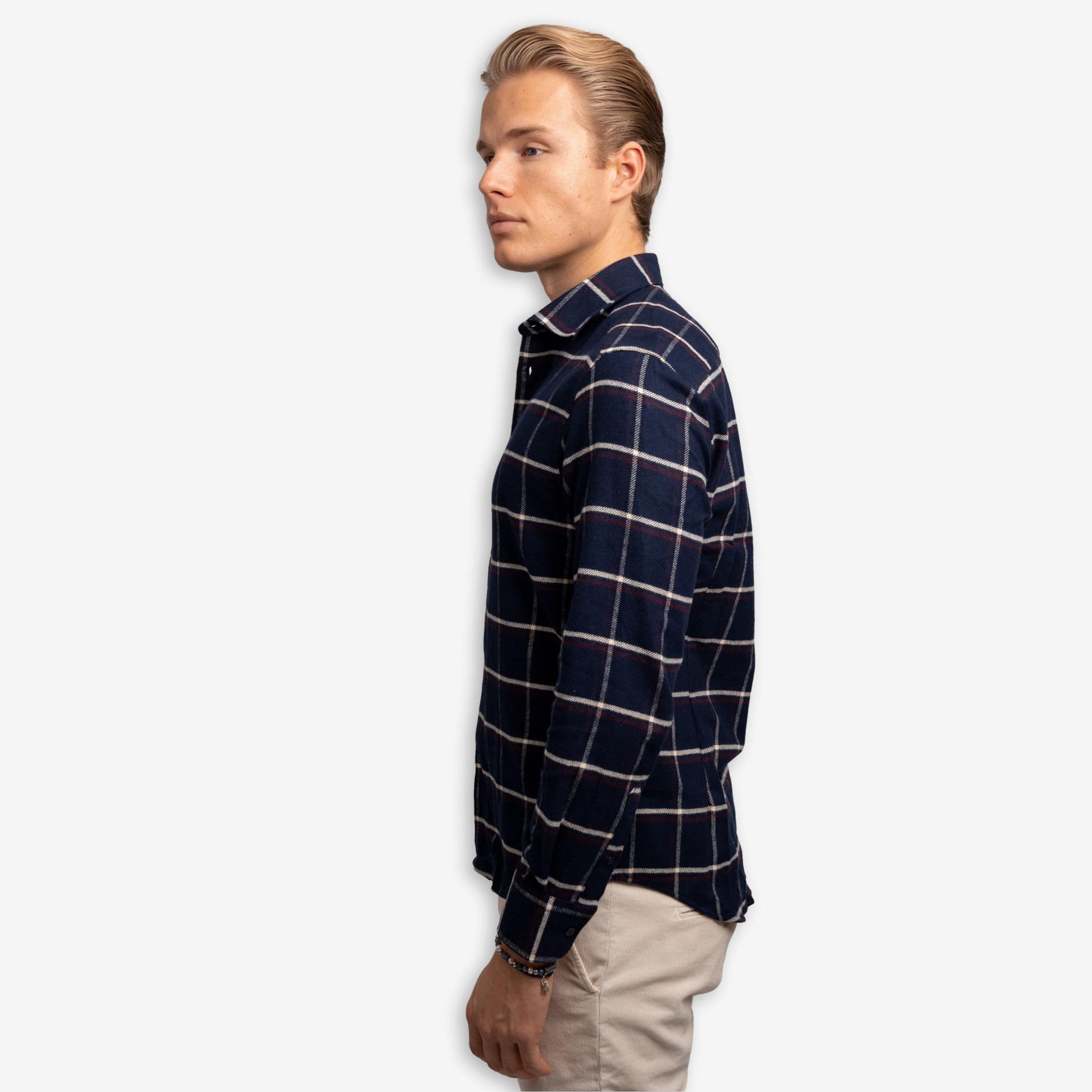 Check Heavy Flannel Shirt Navy