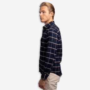 Check Heavy Flannel Shirt Navy