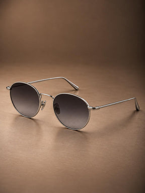 Round Sunglasses Silver Grey Gradient