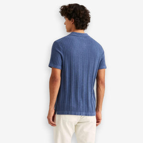 Clayton Knitted Short Sleeve Shirt Blue