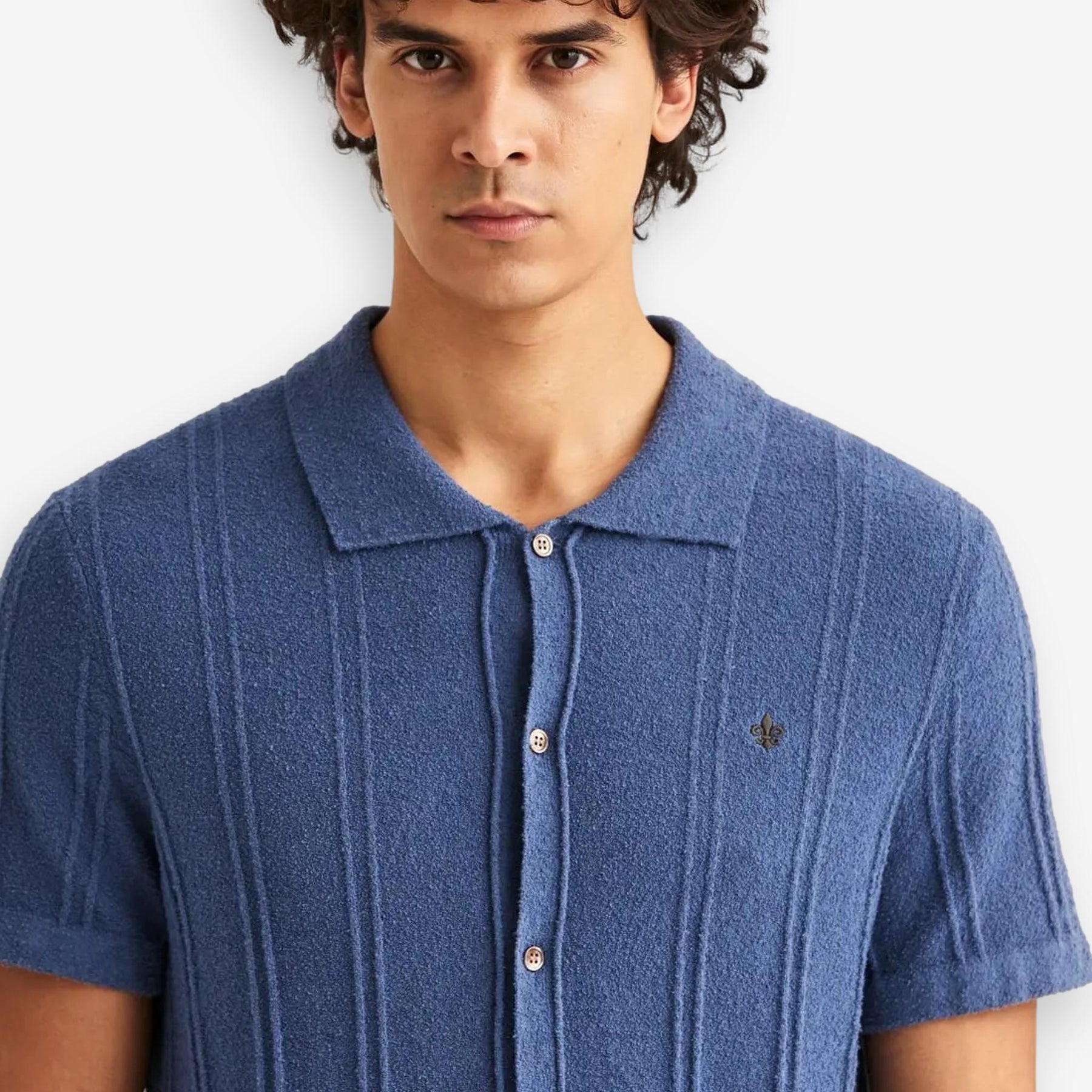 Clayton Knitted Short Sleeve Shirt Blue