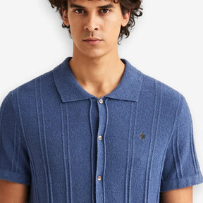 Clayton Knitted Short Sleeve Shirt Blue