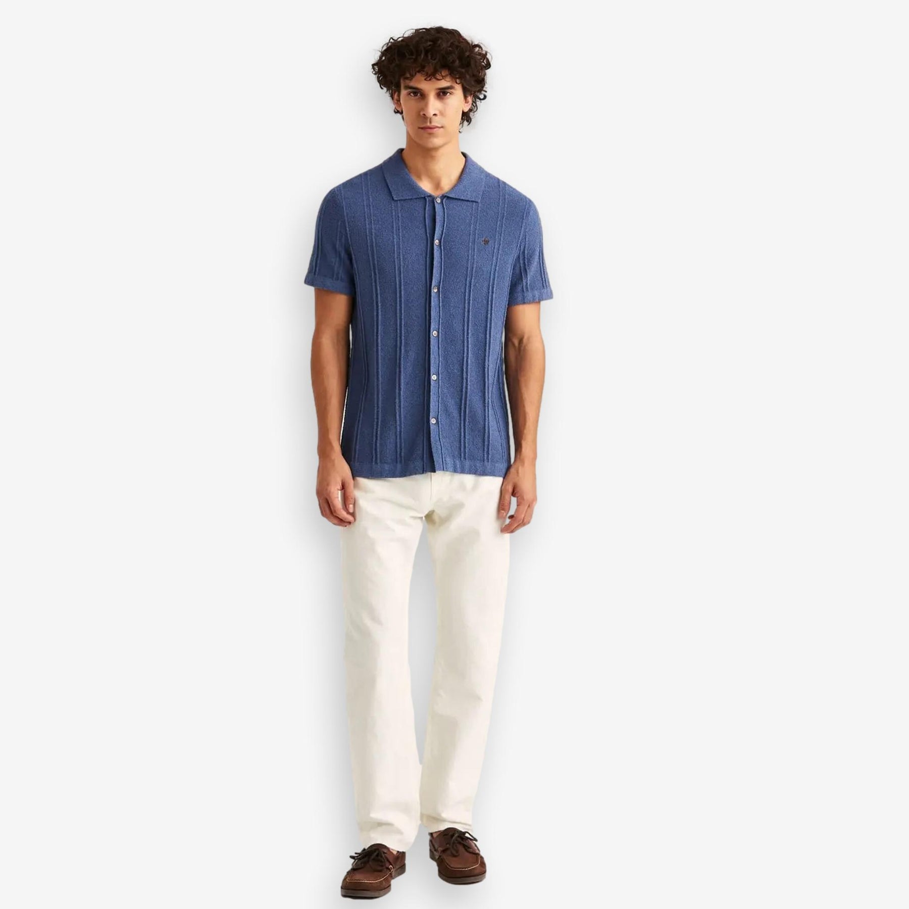 Clayton Knitted Short Sleeve Shirt Blue