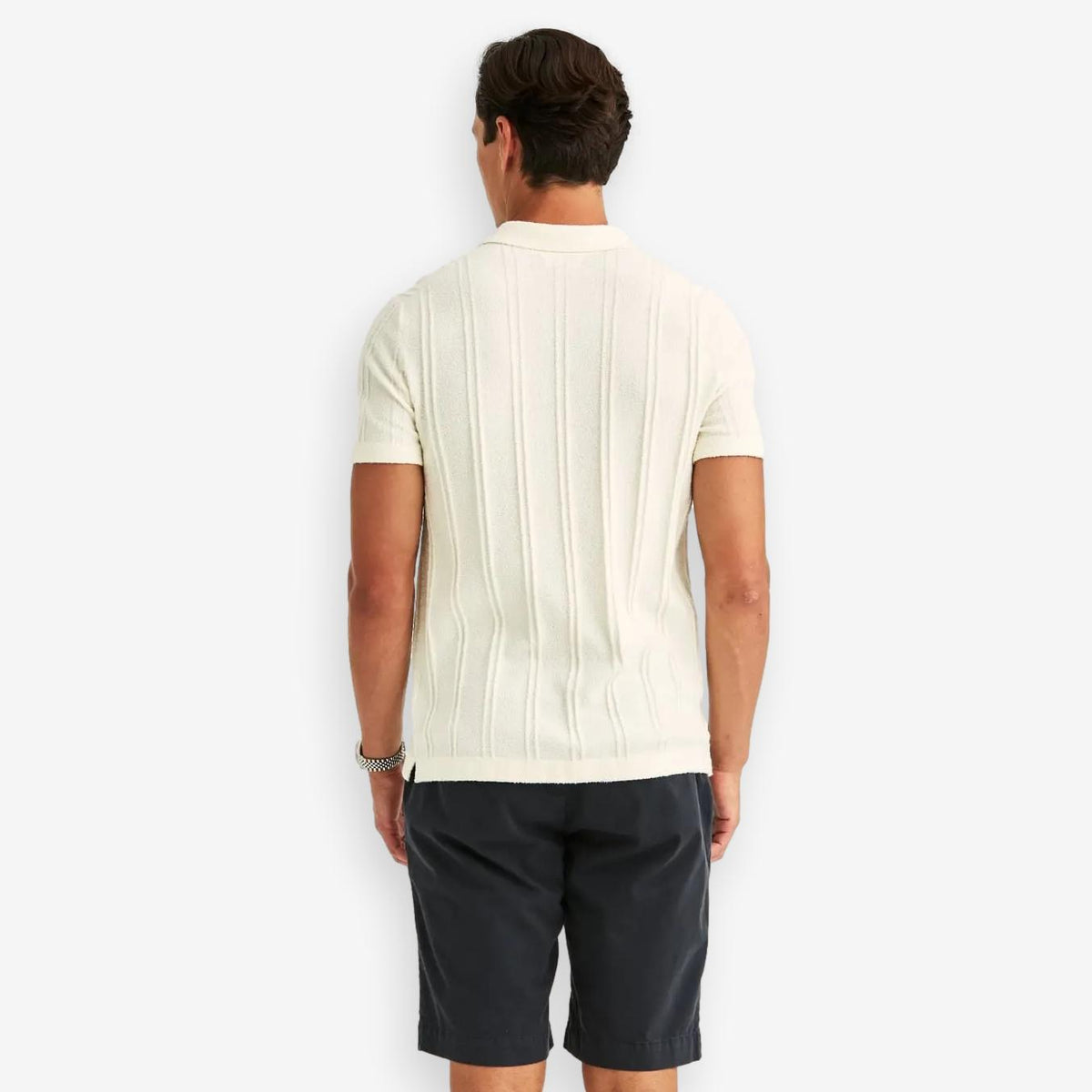 Clayton Knitted Short Sleeve Shirt Offwhite