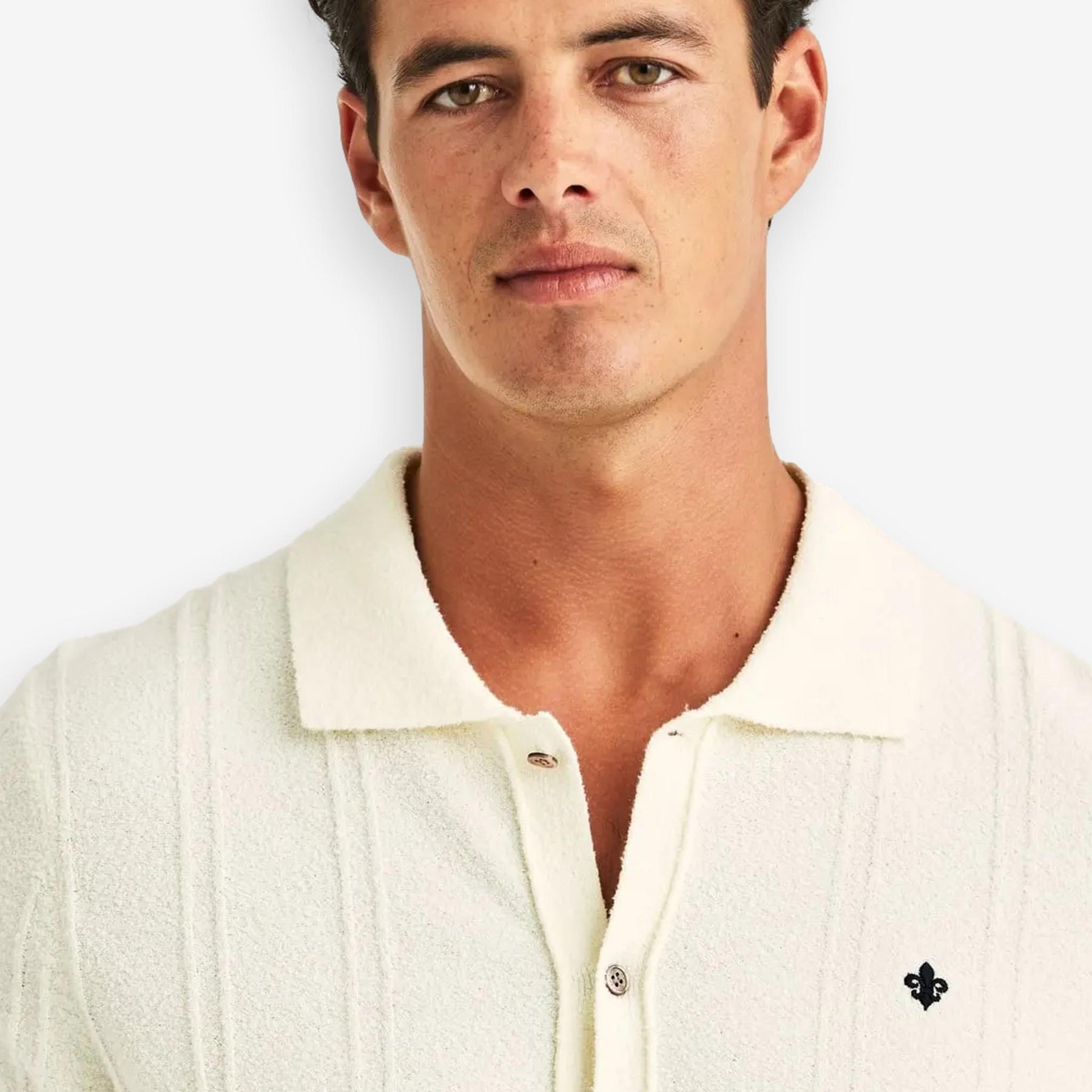 Clayton Knitted Short Sleeve Shirt Offwhite