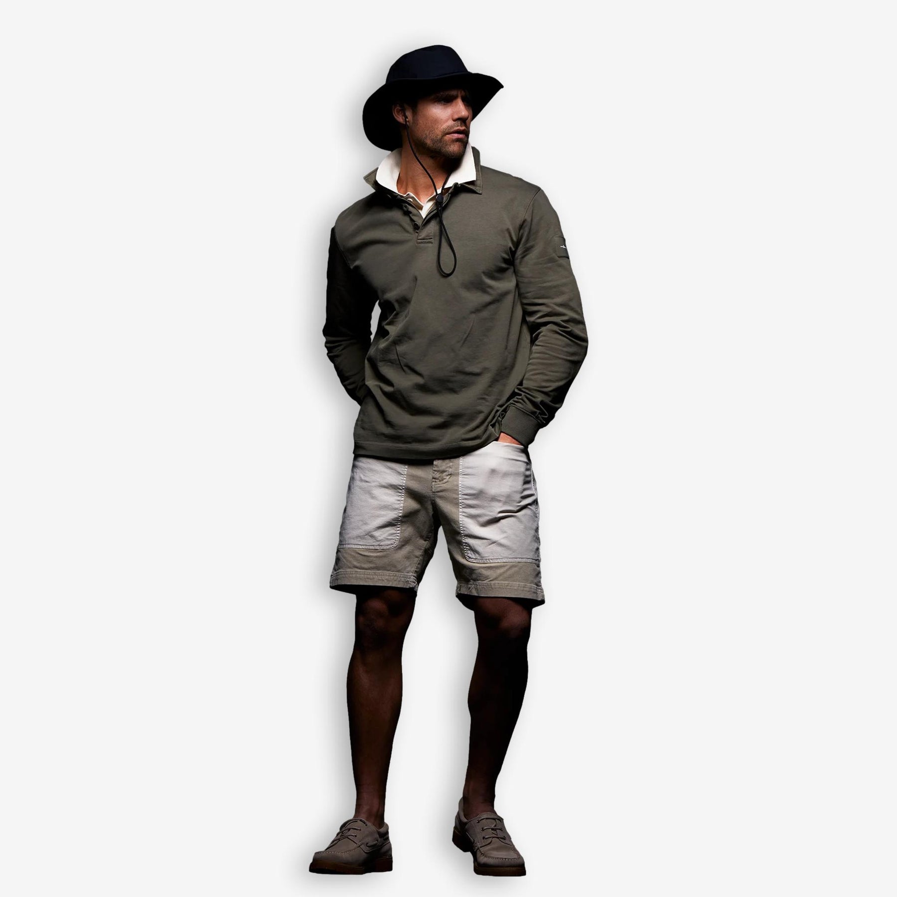 Corduroy Blocked Shorts Beige