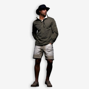 Corduroy Blocked Shorts Beige