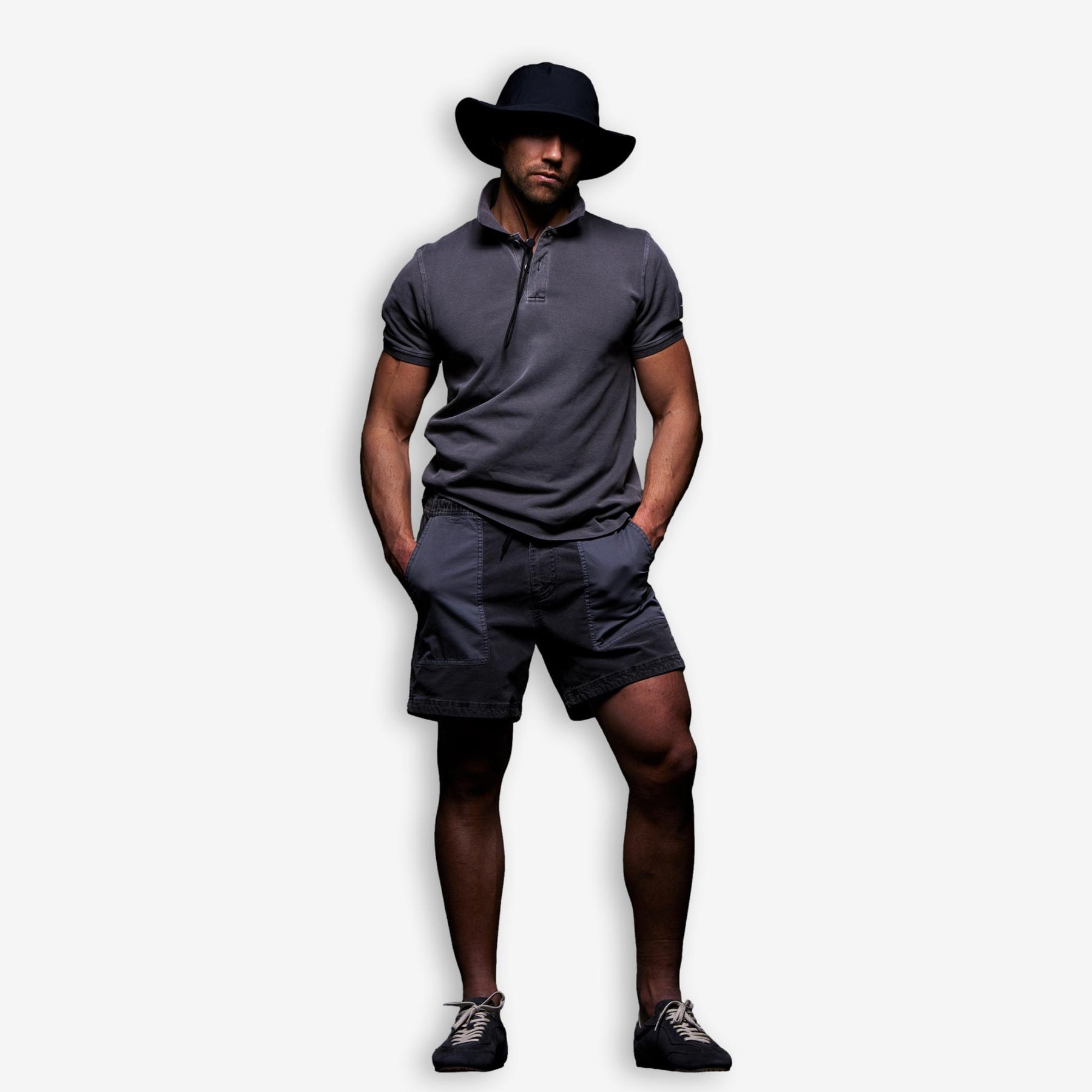 Corduroy Blocked Shorts Dark Blue
