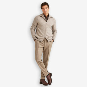Cork Knitted Zip Jacket Khaki-Morris Stockholm-Phrase