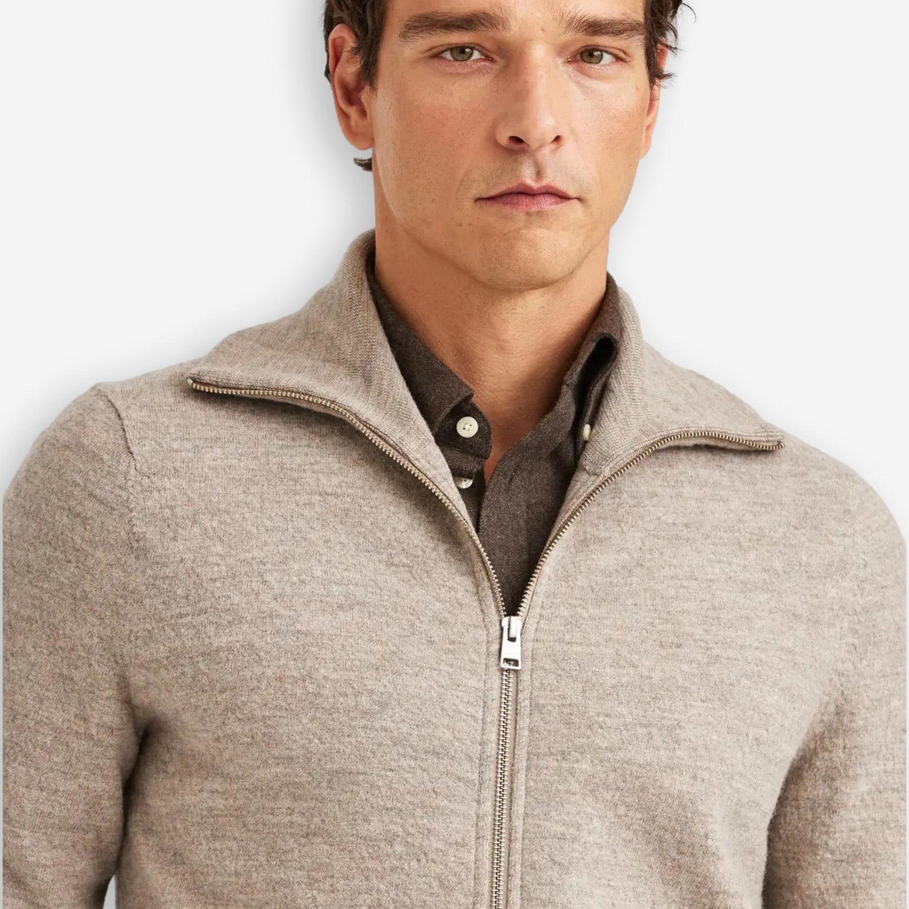 Cork Knitted Zip Jacket Khaki-Morris Stockholm-Phrase