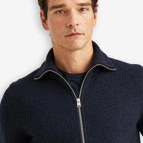 Cork Knitted Zip Jacket Navy-Morris Stockholm-Phrase