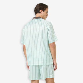 Coverciano Pinstriped Satin Shirt Green