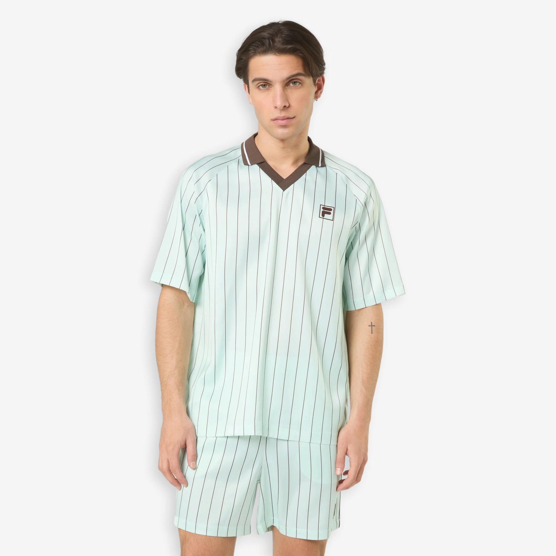 Coverciano Pinstriped Satin Shirt Green