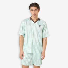 Coverciano Pinstriped Satin Shirt Green