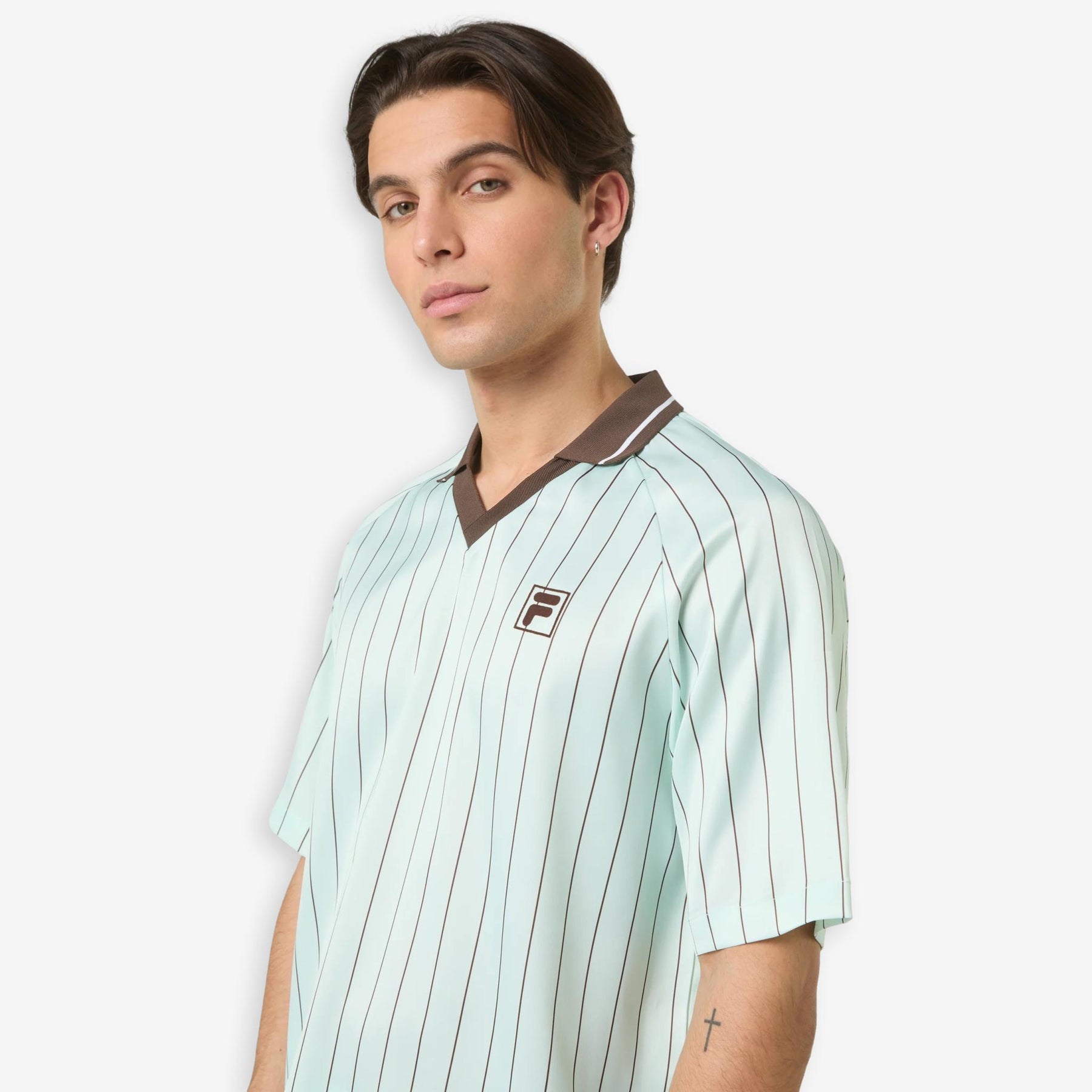 Coverciano Pinstriped Satin Shirt Green