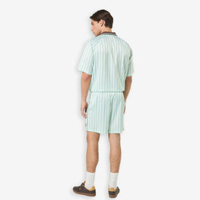 Coverciano Pinstriped Satin Shorts Green